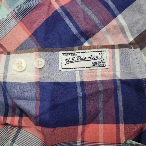 US Polo Assn. Stretch MulticoloredPlaid Long Sleeve Shirt Size M - Picture 5 of 5